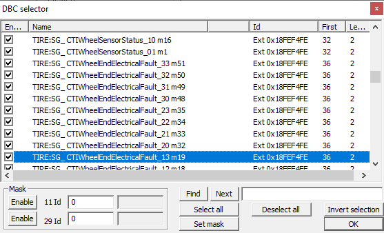 DBC file import