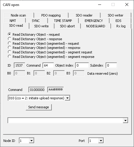 PP2CAN CAN OPEN - nástroj SDO read
