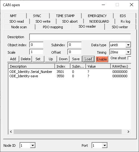 PP2CAN CAN OPEN - nástroj SDO reader