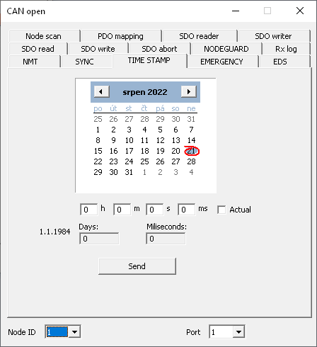 PP2CAN CAN OPEN - nástroj TIMESTAMP