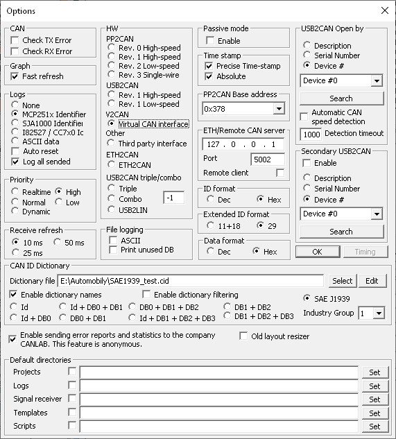 PP2CAN - options