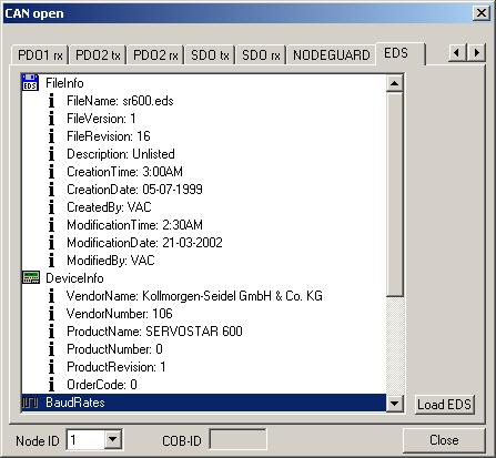PP2CAN: CAN-open device konfigurační soubor EDS