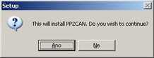 Spuštění instalace SW pro PP2CAN a USB2CAN.