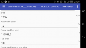 USB2CAN a aplikace pro Android - Signal receiver